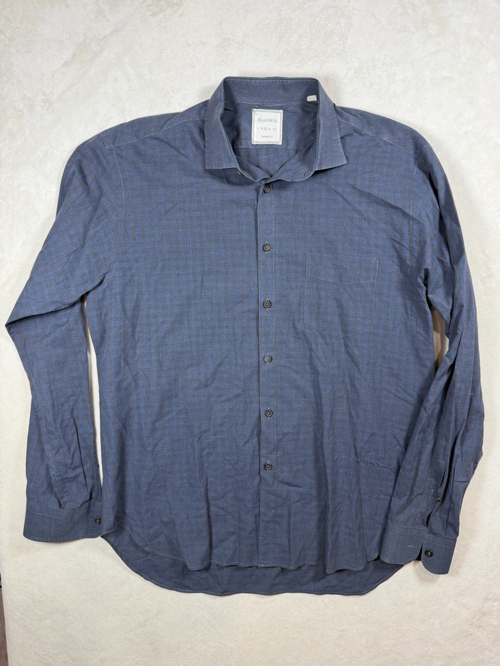 Billy Reid Large Lightweight Navy Blue Men's Long-Sleeve Button-Down Shirt
